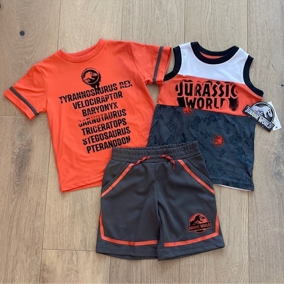 Jurassic World 3-Piece Shirt Tank Top Short Set Size 12 Months - Picture 1 of 8